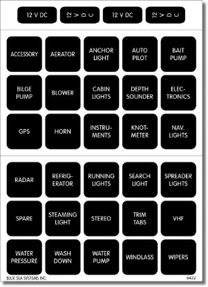 BLUE SEA LABEL KIT DC H2O 30 SQUARE BLK V1 - 4215BSS