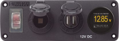 BLUE SEA PANEL ACC H2O USB  SCKT & VMETER - 4366BSS
