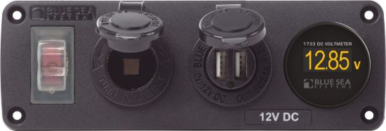 BLUE SEA PANEL ACC H2O USB  SCKT & VMETER - 4366BSS