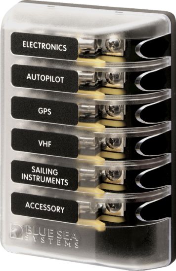 BLUE SEA FUSE BLOCK 3AG 6CIRCUIT - 5018BSS
