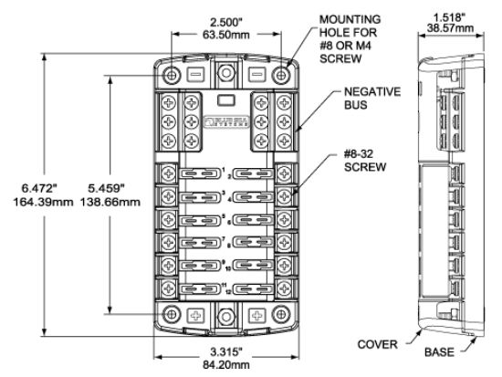 BLUE SEA FUSE BLOCK ST BLADE 12CIR - 5026BSS