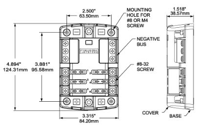 BLUE SEA FUSE BLOCK STBLADE 6CIRC W/GND - 5030BSS