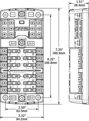 BLUE SEA FUSE BLOCK STBLADE DUAL12 - 5032BSS