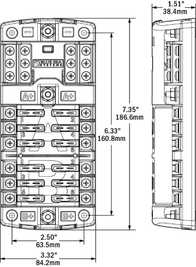 BLUE SEA FUSE BLOCK STBLADE DUAL12 - 5032BSS