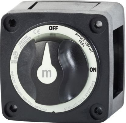 BLUE SEA SWITCH BATTERY M ON/OFF W/KNOB BLK - 6006200BSS