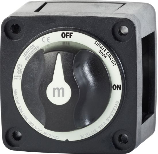 BLUE SEA SWITCH BATTERY M ON/OFF W/KNOB BLK - 6006200BSS