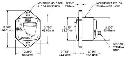 BLUE SEA CIRCUIT BREAKER 187 PNLMNT 100A - 7044BSS