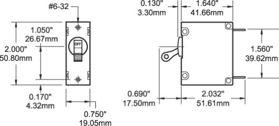 BLUE SEA CIRCUIT BREAKER AA1TOGGLE - 7206BSS
