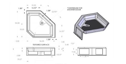 S.RECREATION NEO SHOWER BASE 34X34 FCD - NSB3434WC