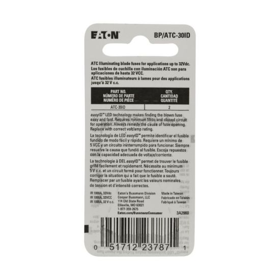 BUSSMANN 2PK BP/ATC30 EASY ID FUSE - BPATC30ID
