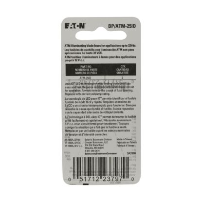 BUSSMANN 2PK BP/ATM25 EASY ID FUSE - BPATM25ID