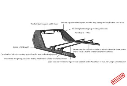 BLACK HORSE VIGOR ROLL BAR W/ VIGOR CROSS BAR B - VRCB6409BG