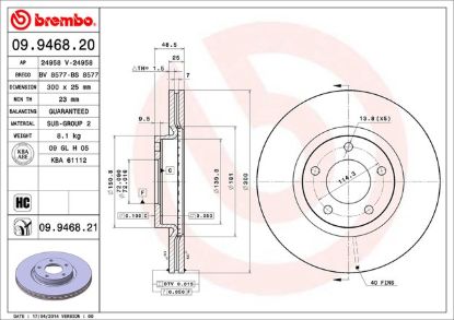 BREMBO DISC BRAKE ROTOR - 09946821
