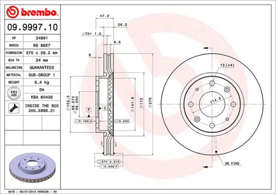 BREMBO DISC BRAKE ROTOR - 09999710