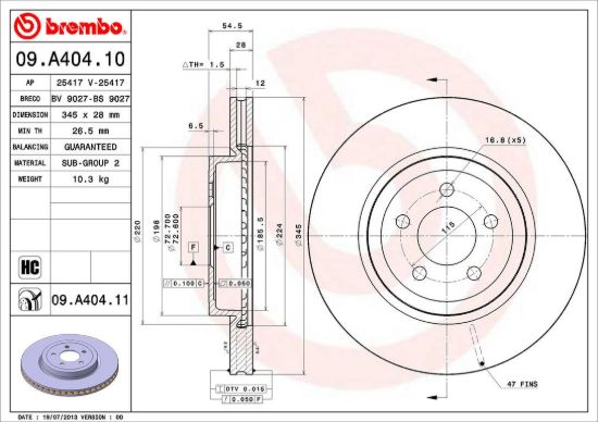 BREMBO DISC BRAKE ROTOR - 09A40411