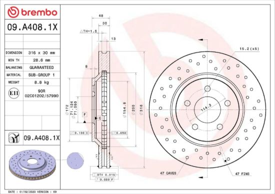 BREMBO BRAKE DISC - 09A4081X