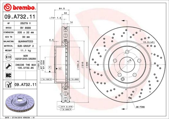 BREMBO DISC BRAKE ROTOR - 09A73211