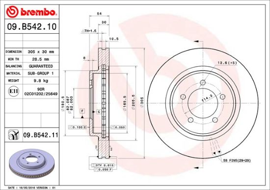 BREMBO DISC BRAKE ROTOR - 09B54211