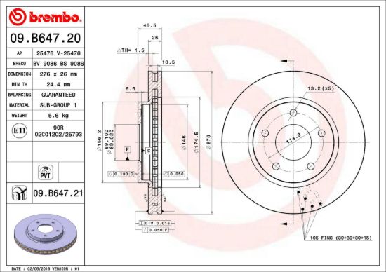 BREMBO DISC BRAKE ROTOR - 09B64721