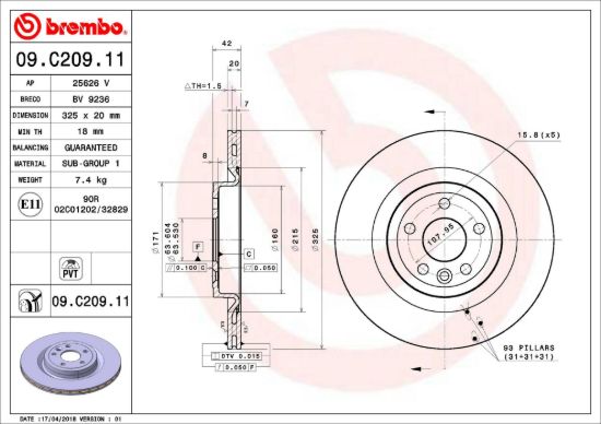 BREMBO DISC BRAKE ROTOR - 09C20911