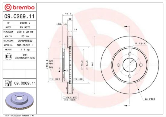 BREMBO BRAKE DISC - 09C26911