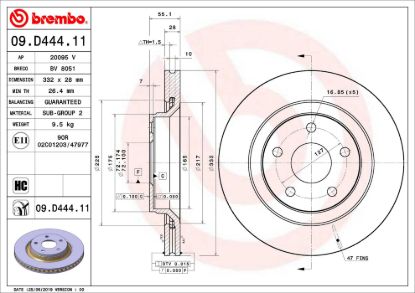 BREMBO DISC BRAKE ROTOR - 09D44411