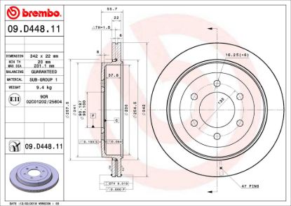 BREMBO DISC BRAKE ROTOR - 09D44811