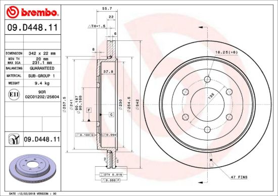 BREMBO DISC BRAKE ROTOR - 09D44811