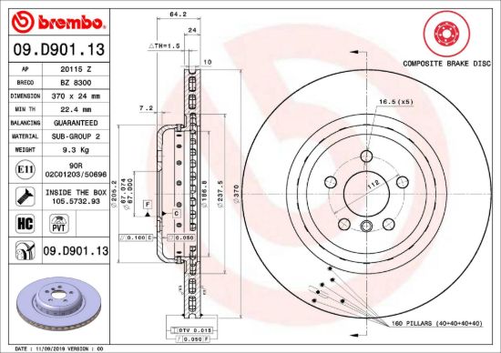 BREMBO DISC BRAKE ROTOR - 09D90113