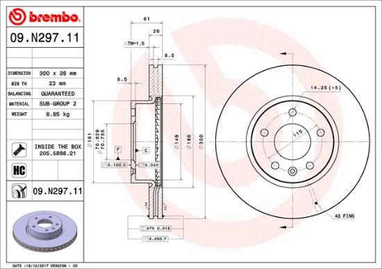 BREMBO DISC BRAKE ROTOR - 09N29711