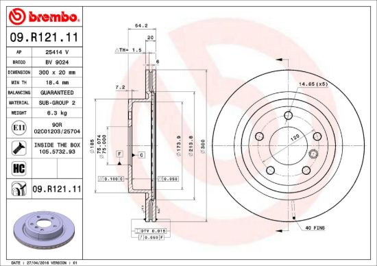 BREMBO DISC BRAKE ROTOR - 09R12111