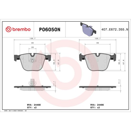 BREMBO DISC BRAKE PAD SET - P06050N