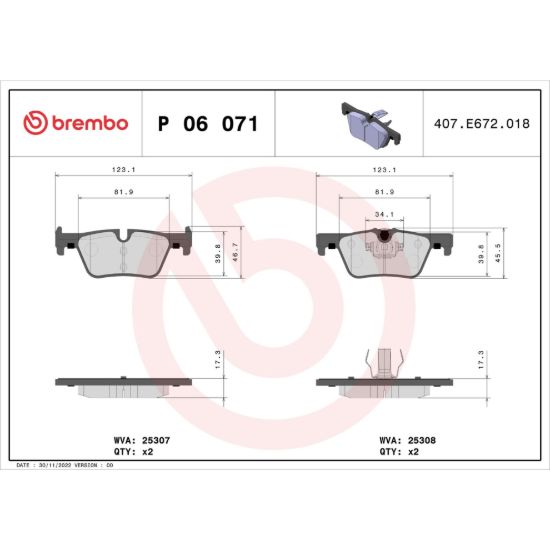 BREMBO DISC BRAKE PAD SET - P06071