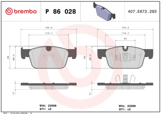 BREMBO BRAKE PAD - P86028