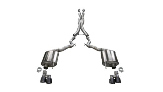 CORSA EXHST 3.0' CAT-BACK DUAL REAR EXIT WITH T - 21047BLK