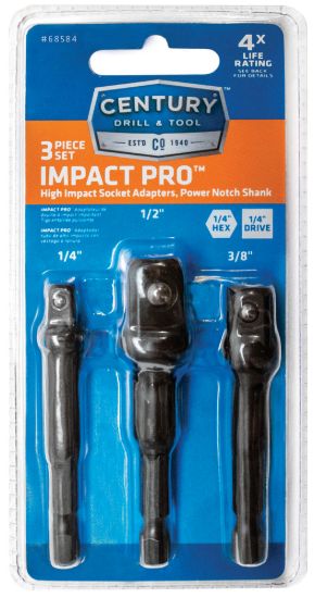 CENTURY DRIL 3 PC SOCKET ADAP SET I.P. - CASE PA - 68584
