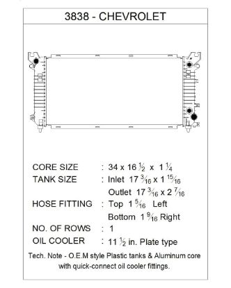 CSF RADIATOR CADILLAC ESCALADE 6.2L 2017-2016; C - 3838