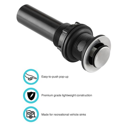 DURA FAUCET RV LAV SINK POP-UP NO OVERFLOW - DFPU202SN