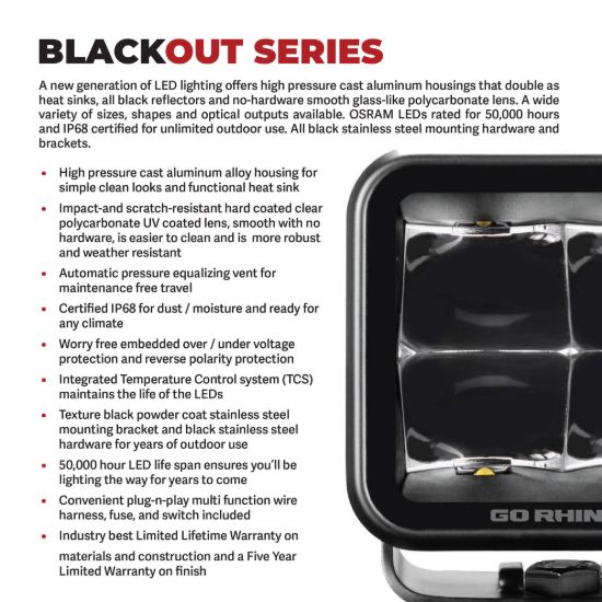 GO RHINO BLACK OUT SERIES LIGHTS - 31.5' SIN - 1653201CSS