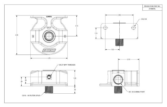 EARL'S BILLET REMOTE FILTER MOUNT W/-10 OR - 2188