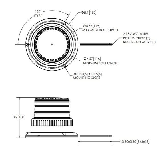ECCO ELECT LED BEACON LOW PROFILE  P - 6465A