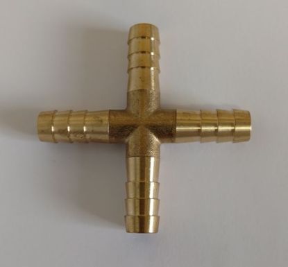 HELIX RACING BRASS BARB CROSS  4-WAY 5/16'(8MM) - 533450