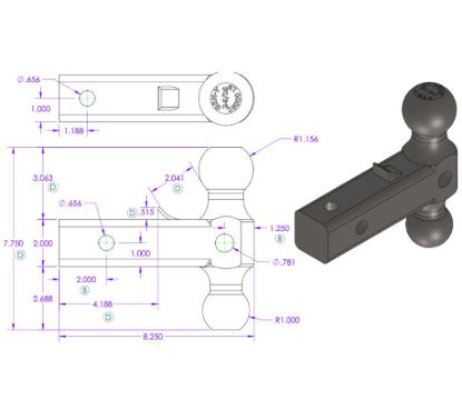 GEN-Y HITCH 16K VERSA-BALL MOUNT 2' SHANK 2K TW - GH051