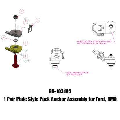 GEN-Y HITCH 1 PAIR - PLATE STYLE PUCK ANCHOR AS - GH103195