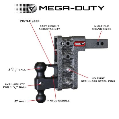 GEN-Y HITCH MEGA-DUTY 2.5' SHANK 9' DROP 3.5K T - GH1624
