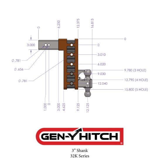 GEN-Y HITCH MEGA-DUTY 3' SHANK 9' DROP 3.5K TW - GH1724