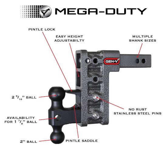 GEN-Y HITCH MEGA-DUTY 2' SHANK 5' OFFSET DROP 2 - GH224