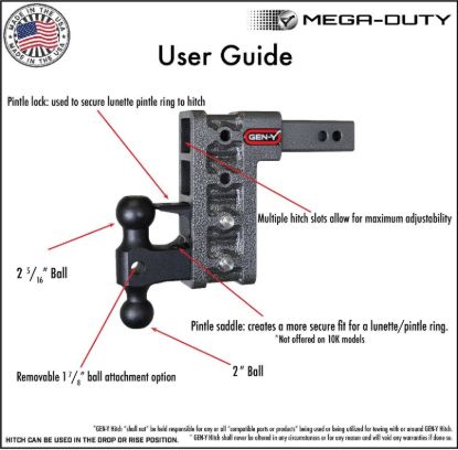 GEN-Y HITCH MEGA-DUTY 2' SHANK 12.5' DROP 1.5K - GH316