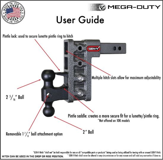 GEN-Y HITCH MEGA-DUTY 2' SHANK 12.5' DROP 1.5K - GH316