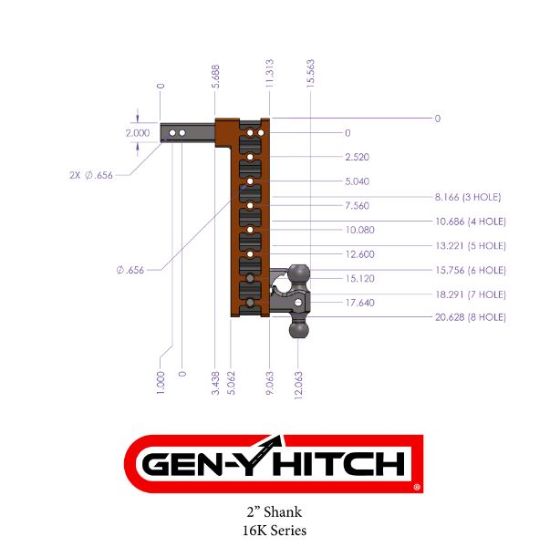 GEN-Y HITCH MEGA-DUTY 2' SHANK 10' DROP 2K TW 1 - GH515